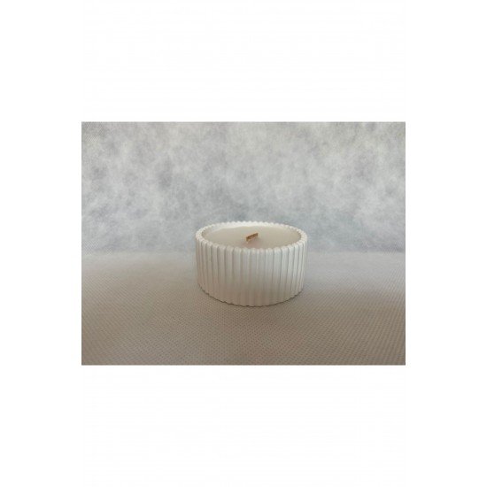 Krem Renk Özel Tasarım Kokulu Mum ve Vazo Üçlü Aksesuar Seti