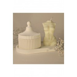 Dekoratif Hediyelik Dekoratif Kavanoz Venüs Kadın Motifli Kokulu Soya Mumu Ve Sunum Altlığı 4 Parça